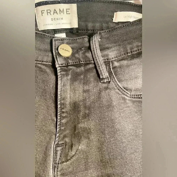 Frame black Le high skinny “vian” trendy stretch 5 pocket casual denim jeans 26 - Picture 4 of 4